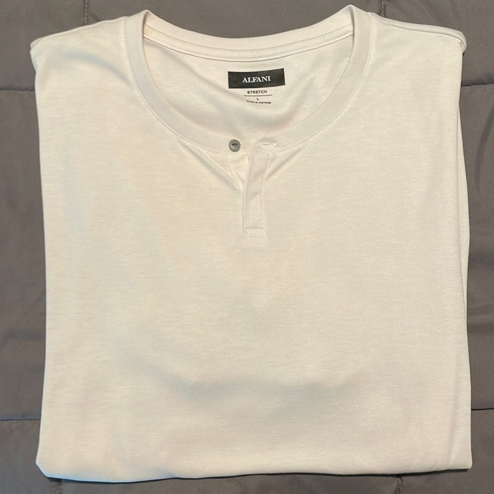 Alfani Men’s Short Sleeve White Henley T Shirt